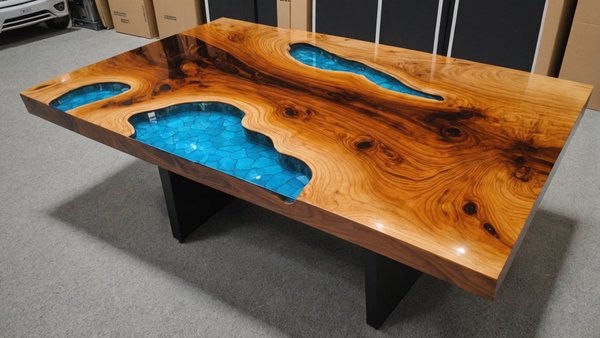 Table en bois et époxy personnalisée : vente unique et durable